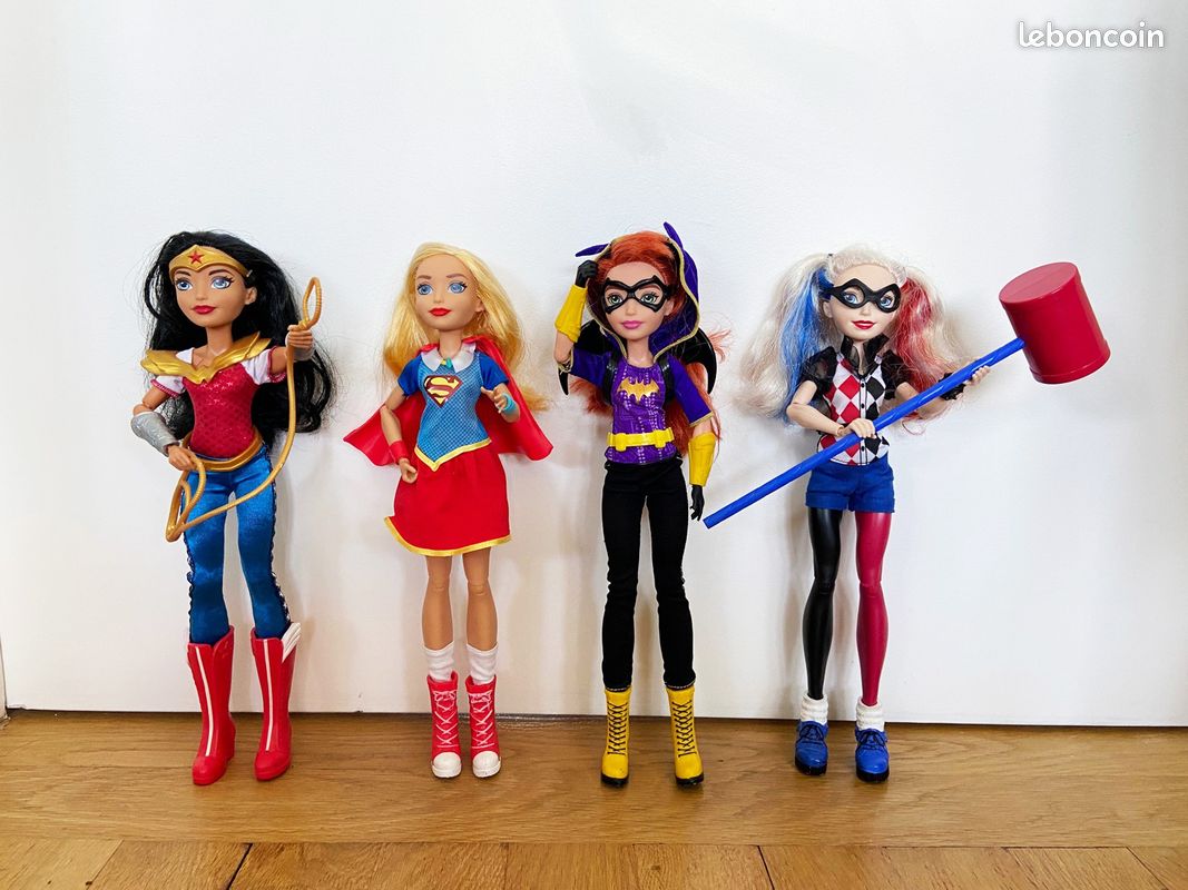 Grand lot de 4 poupées DC Super Hero Girls Mattel Supergirl, Wonder Woman,  Batgirl, Harley Quinn - Jeux & Jouets