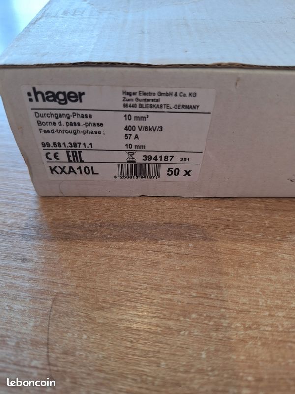 Hager . Lot de 50 bornes KXA10L neuves (image 2)