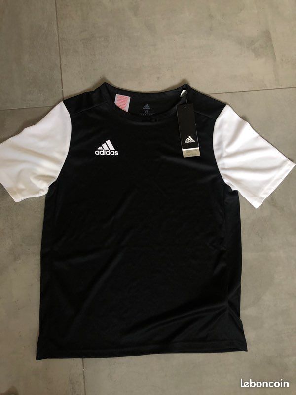 T-shirt de sport Adidas noir et blanc neuf (image 1)