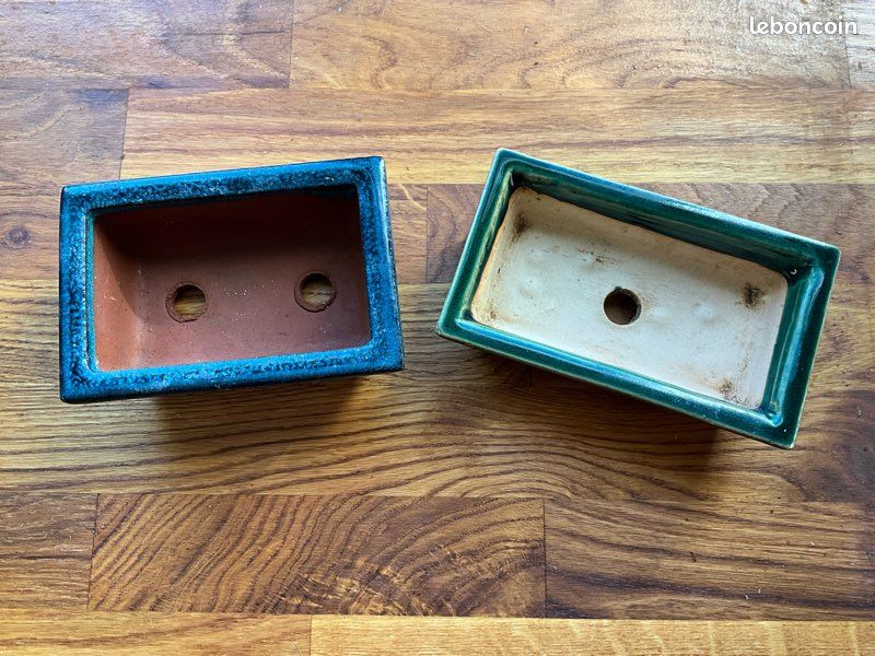Oairse Lot de 2 pots à bonsaï en céramique avec trous de drainage pour