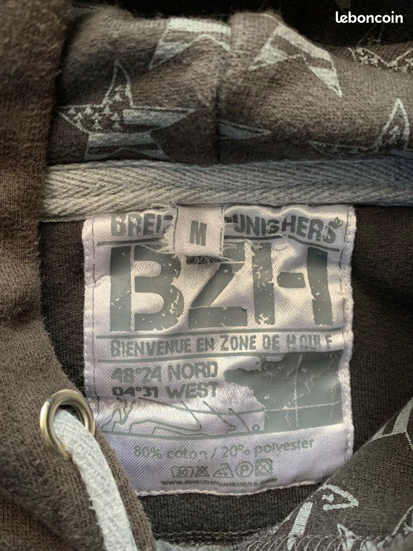 Sweat à capuche marron foncé BZH taille M (image 3)