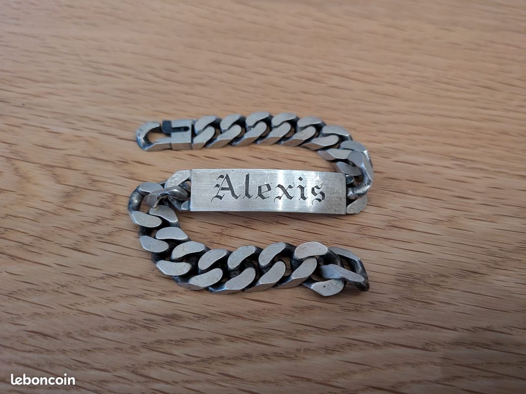 Gourmette Argent Sterling Art Déco - Maille Tresse Avec Pampille - Occasion Très Bon état