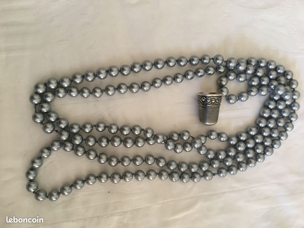 Collier Sautoir Perles De Verre De Murano Vintage - Occasion, Bijou Italien Ancien