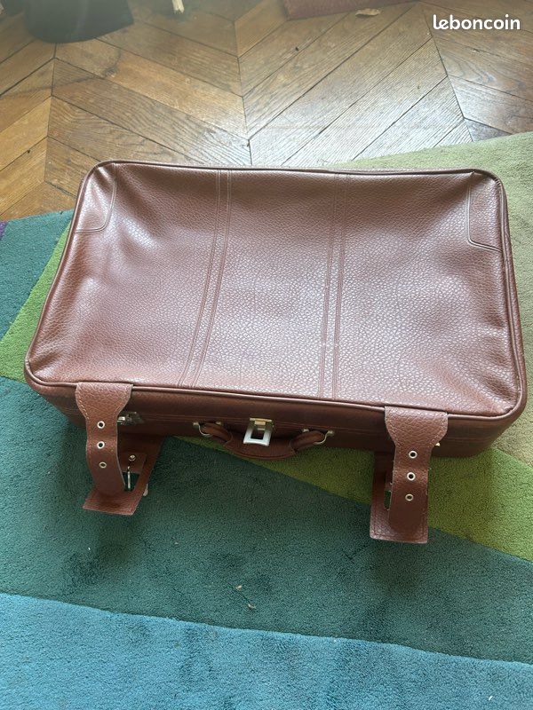 VALISE EN CUIR marron vintage année 60 EUR 35,00 - FR