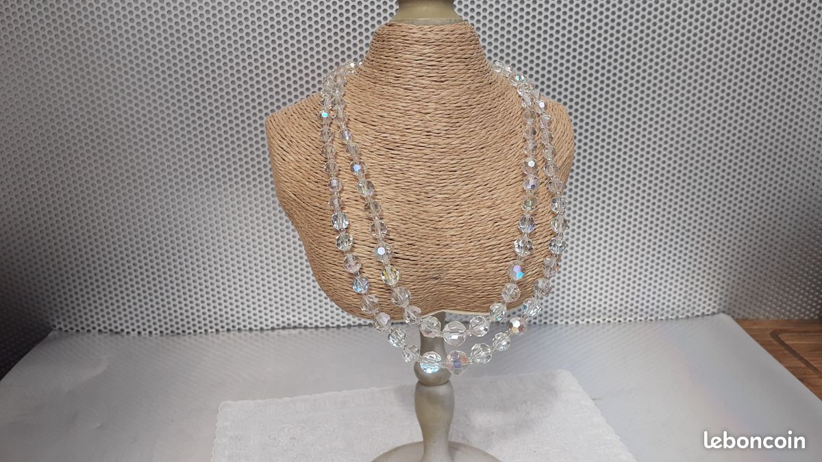 Bocar Collier 2 Couches Perles Cristal Long - Ras Du Cou Élégant Pour Femme