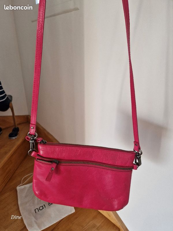 Sac à main pochette cuir Nat Nin rose Accessoires Bagagerie