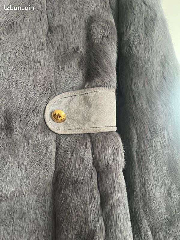 Manteau en fourrure de lapin grise (image 5)