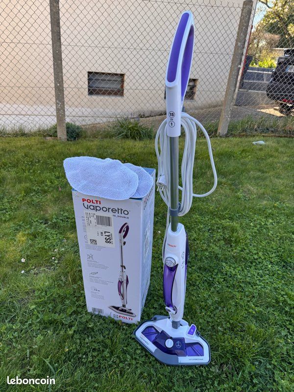 Polti Vaporetto SV440 Double Nettoyeur Vapeur 2-en-1 - 11 Accessoires, Chauffage 15s, Blanc Violet