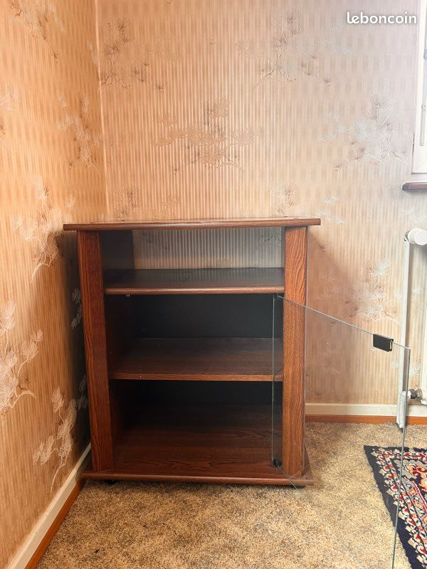 Meuble TV / meuble d’appoint en bois avec vitre (image 2)