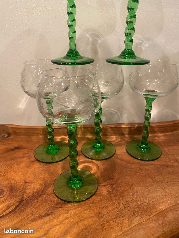 6 verres vin blanc pieds torsadés 💚 (image 3)