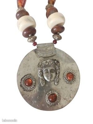 Collier Ethnique Vintage Rare - Composition éléments Naturels, Pièce Authentique Et Unique - Occasion