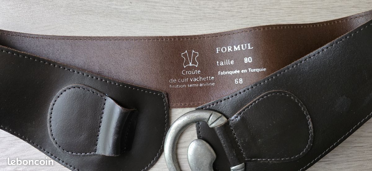 Ceinture large pur cuir T80 marron FORMUL (image 5)