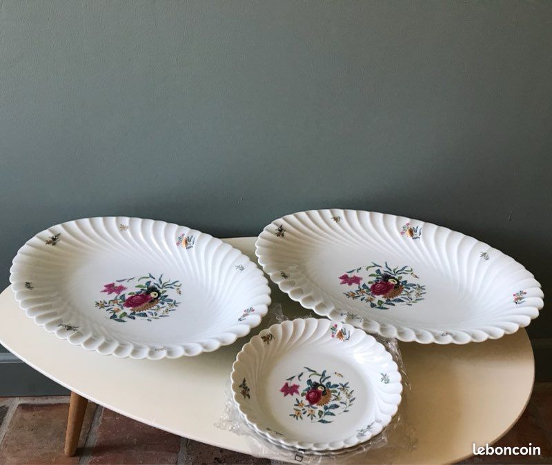 Lot de 6 assiettes plates anciennes Haviland Le Tanneur Limoges – Déco