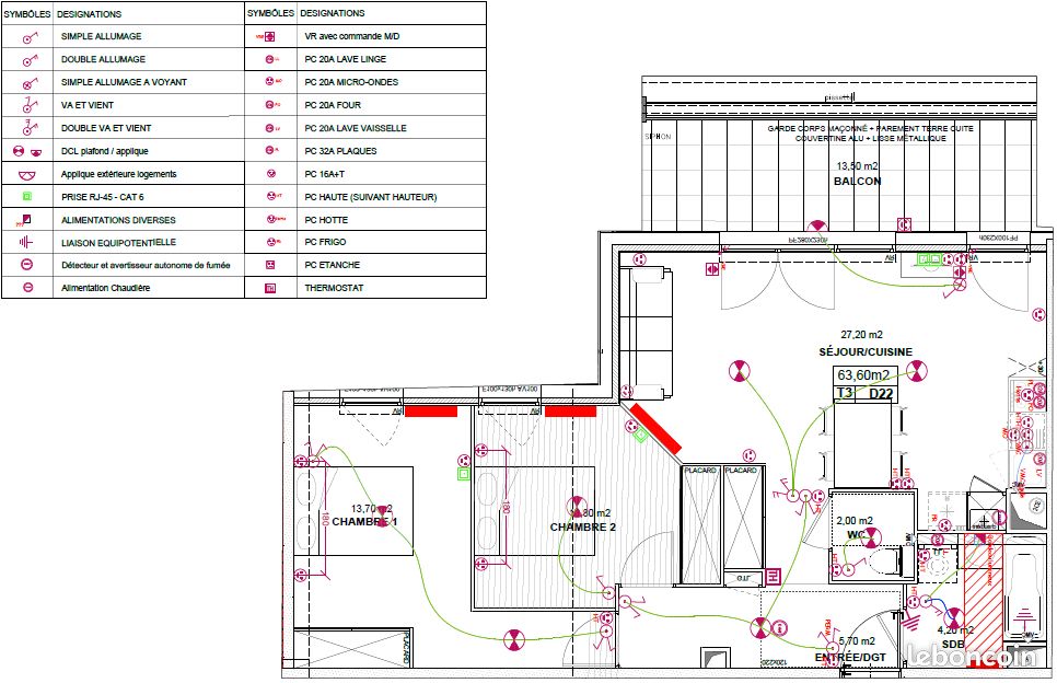 Appartement a louer tournefeuille - 3 pièce(s) - 64 m2 - Surfyn