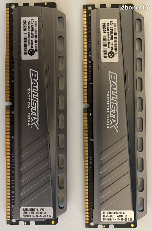 Kit mémoire DDR4 Ballistix Tactical 16 Go (2 x Go) DDR4-2666 MHz