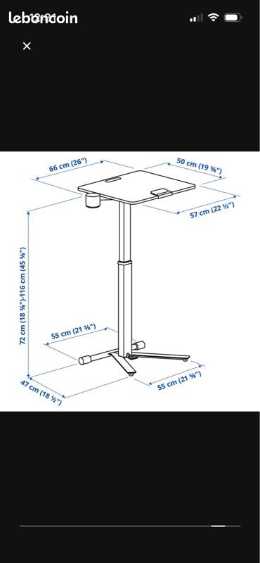 Mittzon ikea bureau assis debout blanc table ordinateur roulettes (image 11)