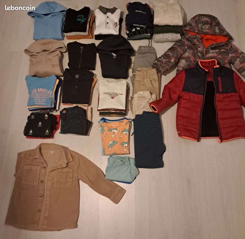 Lot De 6 Vêtements Garçon 5 Ans (Taille 110) - Gilet, T-shirt, Chemise, Doudoune...