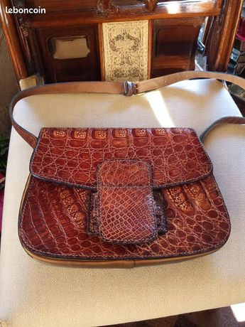 Sac à Main En Cuir Vintage - Noir - Style Bandoulière - Occasion Très Bon état