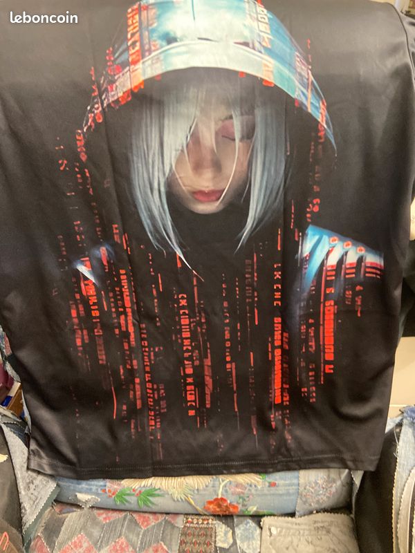 T-shirt imprimé fille cyberpunk casquette néons neuf - taille XL - polyester manches courtes, motif urbain futuriste intégral, léger et respirant (image 10)