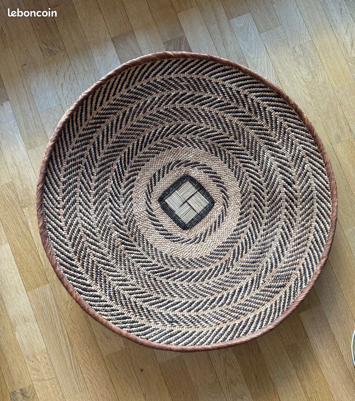 Grand panier décoratif style bohème / naturel - 60 cm (image 1)