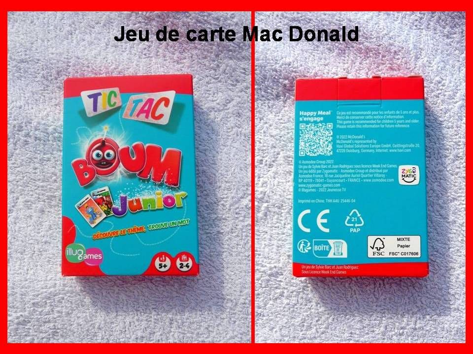 Jeu de carte Tic Tac BOUM Mac Donald NEUF - Équipement caravaning