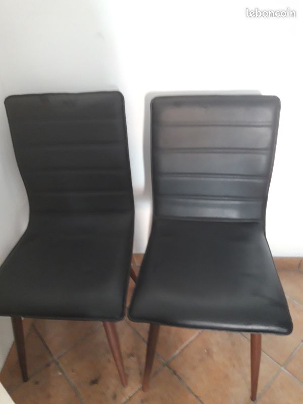 4 chaises cuir et métal (image 1)