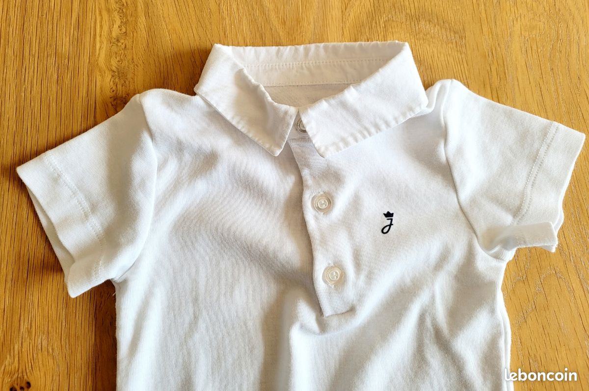 Tenue cérémonie Jacadi 24 mois 2 ans salopette lin gris souris body gilet blanc comme neuf (image 14)