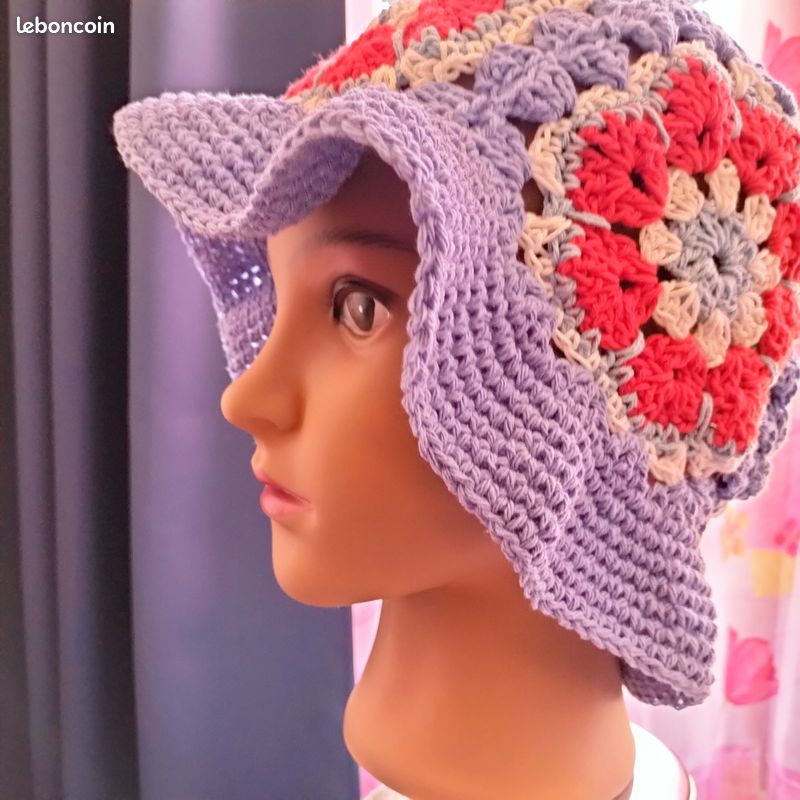 Bonnet Bob Rose Fait Main Au Crochet - Taille Unique Pour Femme, Neuf Avec étiquette