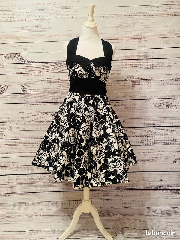 princess polly baby blue dress Black Rockabilly Polka Dot Dress with Petticoat