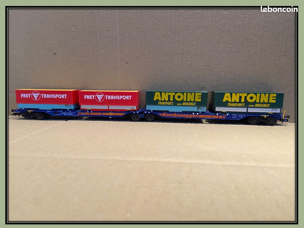 ROCO wagons couplés porte conteneurs HAPAG LLOYD CP 47107 NEUF (n°1bis
