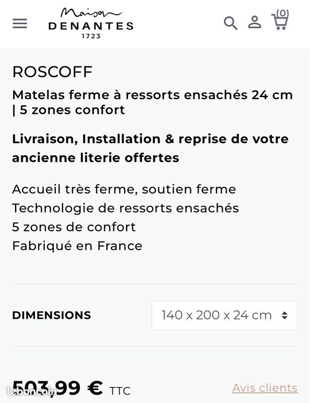 Matelas 140x200+sommier+2 tables de nuit+ 2 lampes de chevet (image 5)