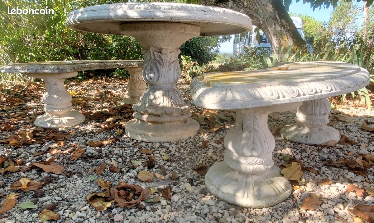 Table et banc en pierre (image 3)