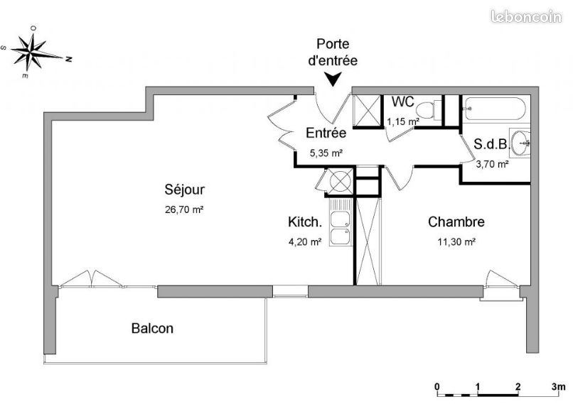 Appartement 2 pièces 52 m² · à Loos · 52 m² · 890 €/mois