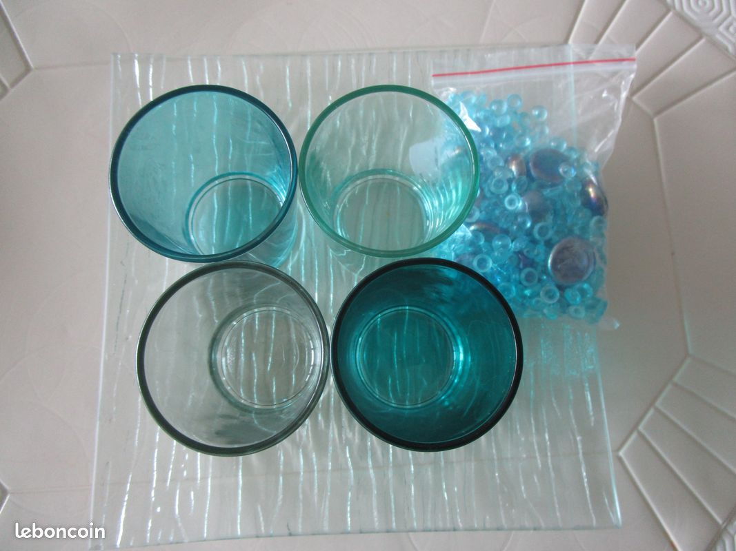 Plateau + 4 Verres pour bougies lumignons (image 1)