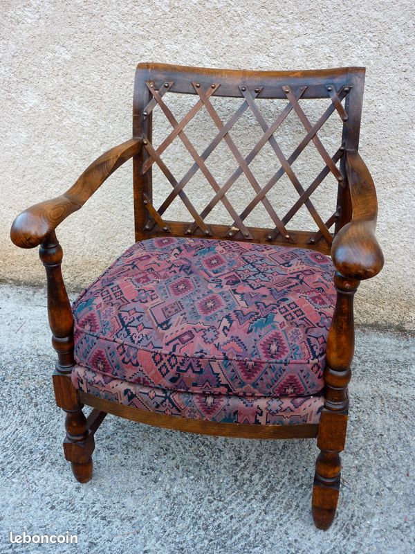 Fauteuil bois/tissus (image 1)