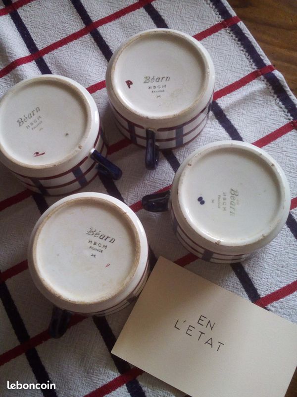 4 tasses BASQUES avant 1955 "BEARN" de H. B CREIL MONTEREAU (image 12)