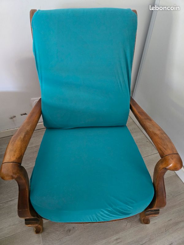 Ensemble Canapé 2 places et fauteuil style Louis Philippe en bois massif merisier (image 5)