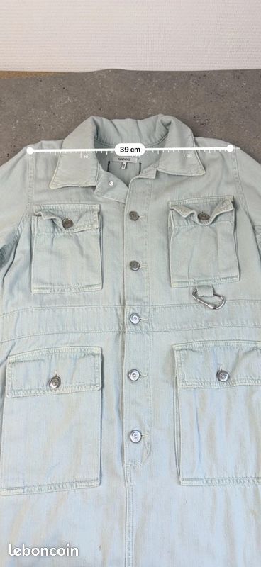 Robe combinaison en Jean Ganni L Femme - 40 bleu clair denim col chemise coton boutons pression (image 12)