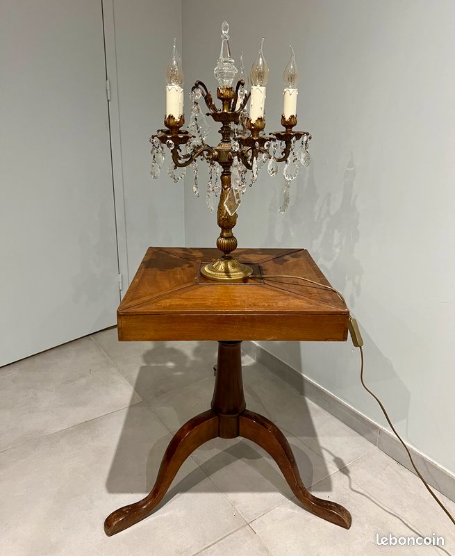Ancienne travailleuse, table de jeu, table d’appoint en merisier (image 1)