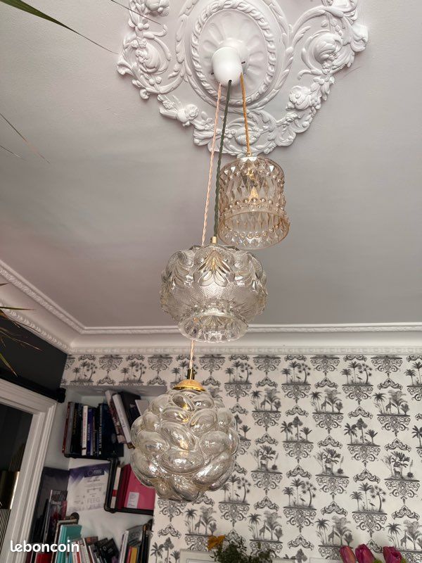 Lot 3 lampes baladeuses vintage verre soufflé (image 7)