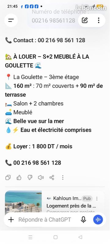 Appartement 2 pièces 70 m² · à Charmes · 70 m² · 600 €/mois