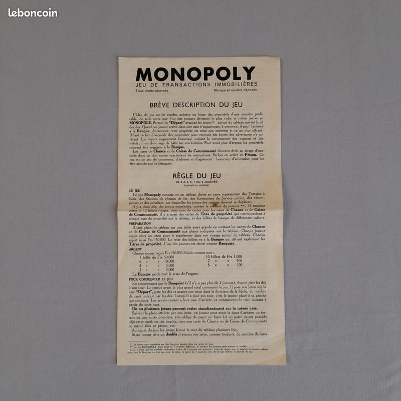 Monopoly vintage MIRO Company – Édition française 1961 – Complet et en bon état - Jeux & Jouets