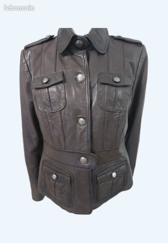 Veste cuir de super qualité skipper couleur marron taille 40 (image 1)