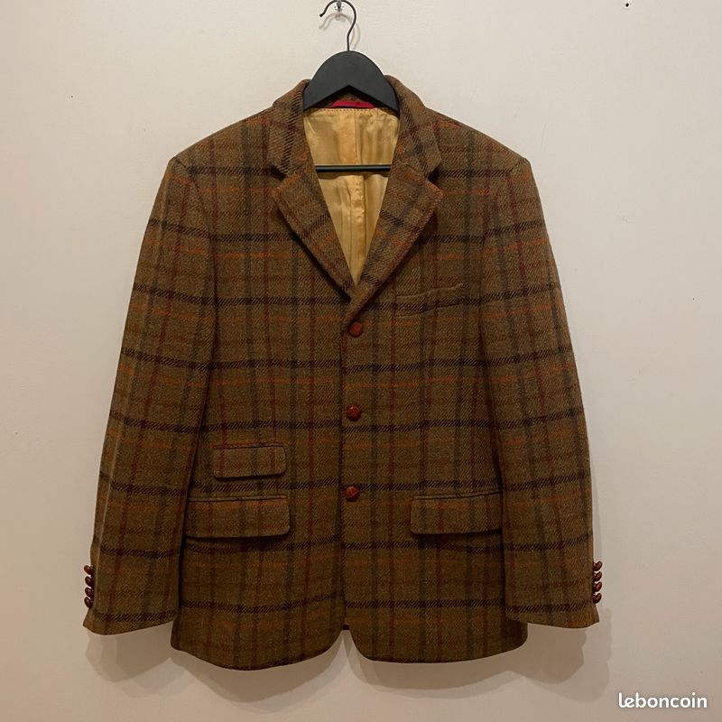 Sublime Veste en Harris Tweed vintage à carreaux Tartan - Pure laine tissée main - Taille 50 (image 5)