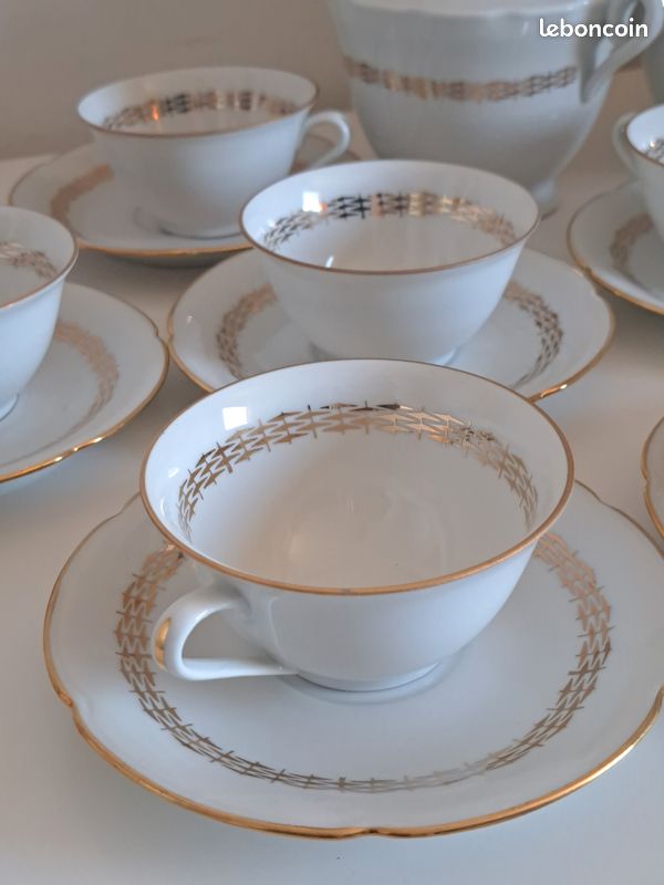 Service à café ancien La Motte – Porcelaine de Sologne (image 2)