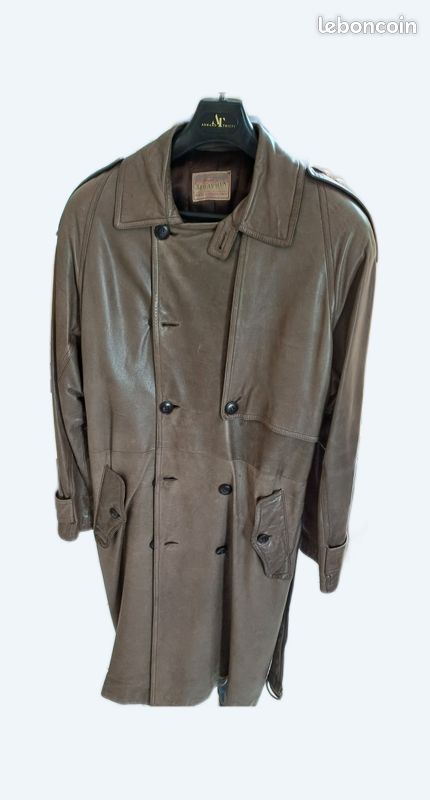 Manteau En Cuir Seraphin - Taille 54 - Marron - Occasion Très Bon état - Style Pardessus Homme