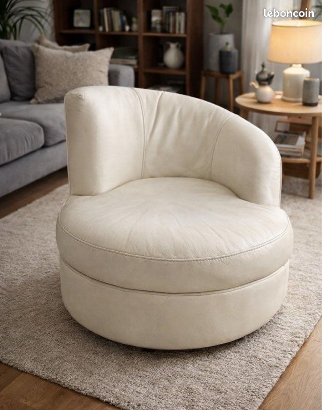 🪑 Fauteuil design en cuir blanc – modulable – Maison du Convertible (image 2)