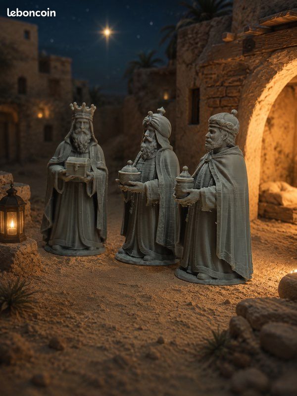 Figurines des Rois mages pour crèche. Un ensemble très détaillé des Rois mages, conçu pour les crèches, les décorations de Noël et les dioramas thématiques (image 1)