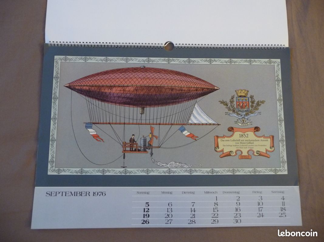 Calendrier rare I.Teil de 1976 ballons dIrigeables et mongolfieres avec photos allemandes (image 13)