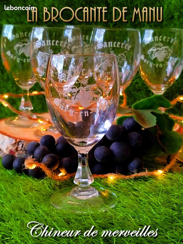 Lot de 6 verres à vin publicitaires " Sancerre" en très bon état (image 1)
